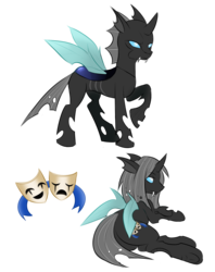 Size: 3000x3785 | Tagged: safe, artist:askbubblelee, oc, oc only, oc:imago, changeling, changeling oc, fangs, high res, simple background, solo, transparent background, vector