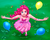 Size: 1700x1352 | Tagged: safe, artist:kyrlu, pinkie pie, human, g4, armpits, balloon, confetti, female, grass, humanized, smiling, solo