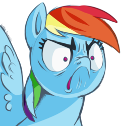 Size: 800x800 | Tagged: safe, artist:kretka-fretka, rainbow dash, g4, tanks for the memories, angry, do i look angry, female, mare, reaction image, scene interpretation, simple background, solo, transparent background