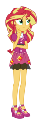 Size: 3200x9892 | Tagged: safe, artist:mixiepie, sunset shimmer, equestria girls, g4, my little pony equestria girls: friendship games, absurd resolution, clothes, cute, cutie mark, cutie mark on clothes, female, high heels, school spirit, shimmerbetes, simple background, skirt, solo, transparent background, vector
