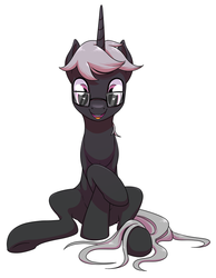 Size: 565x727 | Tagged: safe, artist:stoic5, oc, oc only, oc:greyscale, pony, unicorn, glasses, looking at you, male, simple background, sitting, smiling, solo, stallion, white background