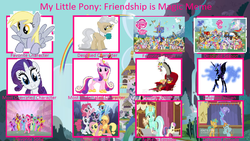 Size: 1020x576 | Tagged: safe, artist:ask edmund dashie, bon bon, derpy hooves, discord, lyra heartstrings, mayor mare, nightmare moon, princess cadance, rarity, snails, snips, sweetie drops, trixie, pegasus, pony, g4, art meme, female, mare