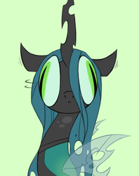 Size: 781x988 | Tagged: artist needed, source needed, safe, artist:kelcasual, queen chrysalis, g4, derp, female, motion lines, simple background, solo, wall eyed, wat, wide eyes