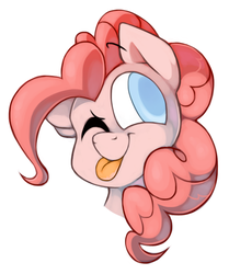 Size: 661x792 | Tagged: safe, artist:kelcasual, pinkie pie, g4, :p, bust, colored pupils, cute, diapinkes, female, head only, portrait, simple background, solo, tongue out, white background, wink