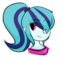 Size: 675x671 | Tagged: safe, artist:nintendash, sonata dusk, equestria girls, g4, cute, female, hair over one eye, portrait, solo