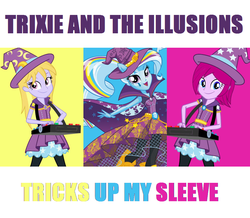 Size: 938x818 | Tagged: safe, artist:themexicanpunisher, fuchsia blush, lavender lace, trixie, equestria girls, g4, my little pony equestria girls: rainbow rocks, box art, female, single, trixie and the illusions