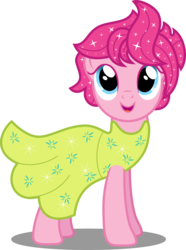 Size: 5692x7658 | Tagged: safe, artist:atomicmillennial, pinkie pie, earth pony, pony, g4, absurd resolution, alternate hairstyle, clothes, crossover, cute, diapinkes, disney, dress, female, inside out, joy (inside out), looking up, mare, open mouth, pixar, simple background, solo, transparent background