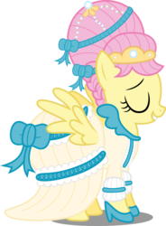 Size: 7074x9630 | Tagged: safe, artist:atomicmillennial, fluttershy, pegasus, pony, g4, absurd resolution, alternate hairstyle, clothes, dress, female, mare, simple background, solo, spread wings, transparent background, vector, wings