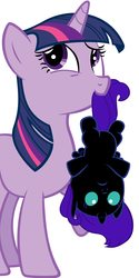 Size: 2500x5000 | Tagged: safe, artist:beavernator, artist:piranhaplant1, twilight sparkle, oc, oc:nyx, alicorn, pony, unicorn, g4, alicorn oc, baby, baby pony, cute, female, filly, foal, mama twilight, mouth, nyxabetes, simple background, unicorn twilight, upside down, vector, white background