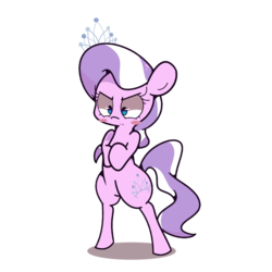 Size: 1280x1280 | Tagged: safe, artist:turtlefarminguy, diamond tiara, earth pony, pony, g4, bipedal, blushing, female, simple background, solo, transparent background