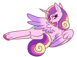 Size: 664x496 | Tagged: safe, artist:lulubell, princess cadance, alicorn, pony, g4, bedroom eyes, blushing, butt, female, lidded eyes, looking at you, looking back, lovebutt, mare, plot, simple background, smiling, smirk, solo, spread wings, transparent background, underhoof