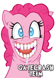 Size: 500x708 | Tagged: safe, artist:curtsibling, pinkie pie, g4, derp, drool, nightmare fuel, wat