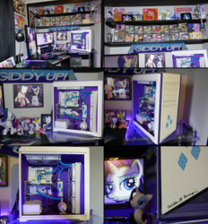 Size: 861x927 | Tagged: safe, artist:rag567, rarity, g4, 4chan cup scarf, battlestation, clothes, collection, computer, customized toy, funko, irl, much rarity, photo, plushie, scarf, toy