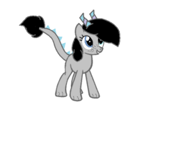 Size: 520x462 | Tagged: source needed, safe, artist:moonrose10, oc, oc only, oc:lunarflare shadowspeck, dracony, hybrid, blank flank, donut steel, freckles, solo
