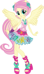 Size: 8494x14487 | Tagged: safe, artist:sugar-loop, fluttershy, equestria girls, g4, absurd resolution, box art, clothes, dress, feet, female, rockin' hair, sandals, solo