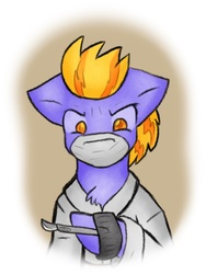 Size: 640x850 | Tagged: safe, artist:zutcha, oc, oc only, oc:olive garden, earth pony, pony, fanfic:founders of alexandria, fanfic:the last pony on earth, ponies after people, clothes, doctor, fanfic, fanfic art, hooves, illustration, lab coat, male, scalpel, solo, stallion
