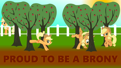 Size: 1920x1080 | Tagged: dead source, safe, artist:dhgboxmonster, applejack, earth pony, pony, g4, apple tree, brony, brony pride, bucking, female, fence, mare, multeity, pose, tree, vector, wallpaper