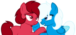 Size: 972x456 | Tagged: safe, artist:wingsthephoenix, earth pony, pegasus, pony, base used, canon ship, duo, duo female, female, lesbian, married couple, non-mlp shipping, ponified, ruby (steven universe), rupphire, sapphire (steven universe), shipping, steven universe, wife, wives