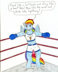 Size: 810x1004 | Tagged: safe, artist:jose-ramiro, rainbow dash, pegasus, anthro, g4, boxing, boxing gloves, female, solo