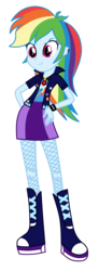 Size: 3200x8667 | Tagged: safe, artist:mixiepie, rainbow dash, equestria girls, g4, my little pony equestria girls: rainbow rocks, absurd resolution, accessory swap, alternate universe, amulet, bad girl, clothes, clothes swap, ear piercing, female, gem, necklace, paint tool sai, piercing, rainbow punk, role reversal, simple background, siren gem, skirt, solo, spiked wristband, spikes, the dazzlings, transparent background
