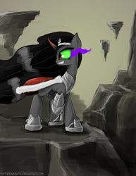 Size: 1280x1656 | Tagged: safe, artist:blvckmagic, king sombra, g4, queen umbra, raised hoof, rule 63, solo, sombra eyes