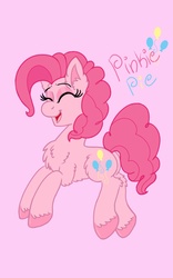 Size: 800x1280 | Tagged: safe, artist:php62, pinkie pie, earth pony, pony, g4, chest fluff, female, fluffy, skipping, smiling, solo