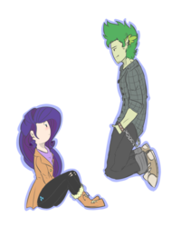 Size: 1024x1280 | Tagged: safe, artist:craftedfun3, rarity, spike, human, g4, adventure time, blushing, converse, elf ears, female, humanized, male, older, older spike, ship:sparity, shipping, shoes, simple background, straight, style emulation, transparent background