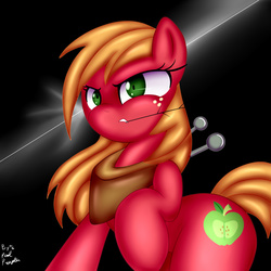 Size: 1280x1280 | Tagged: safe, artist:paulpeopless, big macintosh, g4, freckles, macareina, rule 63, solo