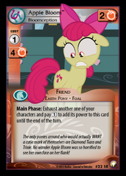 Size: 358x500 | Tagged: safe, enterplay, apple bloom, earth pony, pony, bloom & gloom, equestrian odysseys, g4, my little pony collectible card game, ccg, female, filly, foal, inception, solo