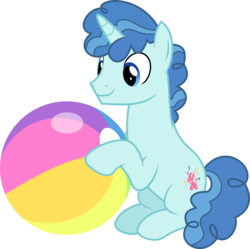 Size: 6000x5972 | Tagged: safe, artist:vectorizedunicorn, party favor, pony, unicorn, g4, the cutie map, .svg available, absurd resolution, ball, beach ball, cute, favorbetes, male, simple background, sitting, smiling, solo, stallion, transparent background, vector