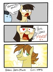 Size: 931x1280 | Tagged: safe, artist:mofetafrombrooklyn, mandopony, wild fire, oc, g4, blazing saddles, comic, female, male, ship:mandofire, shipping, straight