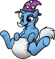 Size: 502x544 | Tagged: safe, artist:pidgopidgey, trixie, pony, unicorn, g4, diaper, female, mare, non-baby in diaper, poofy diaper, solo, super crinkle pony adventure 64