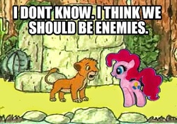 Size: 540x377 | Tagged: safe, pinkie pie, g4, channel awesome, dingo pictures, lion and the king, phelous, robin (lion and the king)