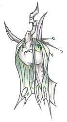 Size: 1256x2280 | Tagged: safe, artist:mine-recurring-dream, queen chrysalis, changeling, changeling queen, g4, crown, female, jewelry, portrait, regalia, solo