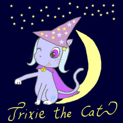 Size: 700x700 | Tagged: safe, anonymous artist, trixie, cat, g4, female, moon, solo, species swap