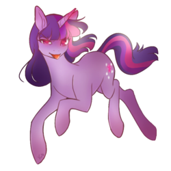 Size: 668x668 | Tagged: safe, artist:nemovonsilver, twilight sparkle, pony, unicorn, g4, explicit source, female, glowing eyes, heart, solo, tongue out
