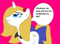 Size: 1024x750 | Tagged: safe, artist:t-mack56, prince blueblood, pony, unicorn, g4, female, princess bluebelle, rule 63, smug, tail bow