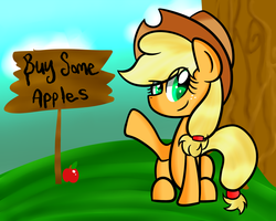 Size: 2000x1600 | Tagged: dead source, safe, artist:artypaints, applejack, earth pony, pony, g4, buy some apples, female, solo