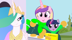 Size: 4320x2430 | Tagged: safe, artist:beavernator, princess cadance, princess celestia, twilight sparkle, g4, cute, cutedance, cutelestia, faic, twiabetes, waffle