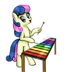 Size: 1000x1000 | Tagged: safe, artist:finalaspex, bon bon, sweetie drops, g4, female, musical instrument, smiling, solo, xylophone