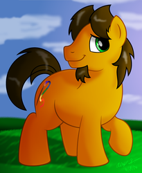 Size: 1280x1564 | Tagged: safe, artist:aleximusprime, oc, oc only, oc:alex the chubby pony, pony, aleximusbetes, chubby, cute, fat, goatee, male, ponysona, raised hoof, smiling, solo, stallion, style challenge, style emulation