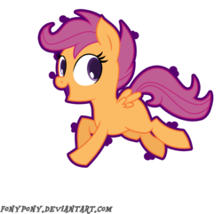 Size: 1361x1313 | Tagged: safe, artist:fonypony, color edit, scootaloo, pegasus, pony, g4, blank flank, cute, cutealoo, female, filly, foal, looking back, open mouth, side view, simple background, smiling, solo, spread wings, transparent background, wings