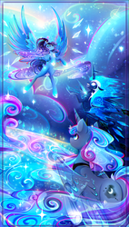 Size: 2222x3922 | Tagged: safe, artist:koveliana, nightmare moon, princess luna, oc, g4, chromatic aberration, color porn, high res