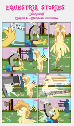 Size: 1919x3245 | Tagged: safe, artist:estories, discord, oc, oc:alice goldenfeather, draconequus, pegasus, pony, comic:find yourself, g4, alternate hairstyle, comic, hair dryer, wet, wet mane