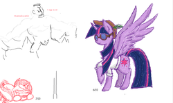 Size: 801x481 | Tagged: artist needed, safe, twilight sparkle, oc, alicorn, pony, g4, flockdraw, generic pony, muscles, twilight sparkle (alicorn)