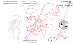 Size: 801x481 | Tagged: safe, artist:hipster-ponies, artist:kasun05, derpy hooves, human, g4, flockdraw, gun, hammer and sickle, humanized, oil, russian, shotgun, stick figure, vodka, weapon