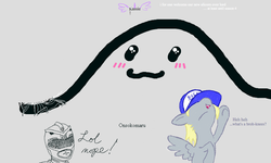 Size: 801x481 | Tagged: safe, artist:hipster-ponies, artist:kasun05, artist:shuffle001, derpy hooves, pegasus, pony, g4, :3, cursive writing, dragon ranger, eqla, equestria la, female, flockdraw, green ranger, hat, kyouryuu sentai zyuranger, mare