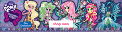 Size: 760x200 | Tagged: safe, daisy, flower wishes, fluttershy, lily, lily valley, queen chrysalis, roseluck, equestria girls, g4, official, flower trio, ponied up, ponymania, rose, text