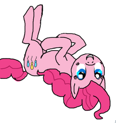 Size: 345x365 | Tagged: safe, artist:lockheart, pinkie pie, g4, cute, diapinkes, female, flockmod, on back, smiling, solo, upside down