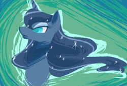 Size: 1748x1181 | Tagged: safe, artist:thisis913, princess luna, alicorn, pony, g4, bust, female, limited palette, looking away, mare, portrait, solo
